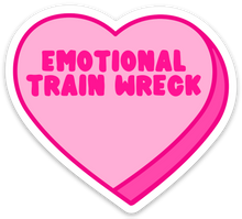 Load image into Gallery viewer, Funny Pink Heart Emotional Train Wreck Sticker for Water Bottles