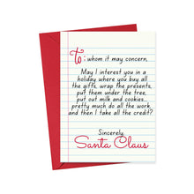 Load image into Gallery viewer, Funny Santa Letter Christmas Card