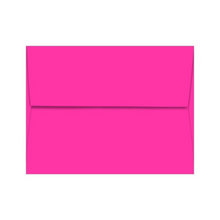 Load image into Gallery viewer, Against a white backdrop, a bright pink envelope with its flap facing upwards captures your attention, suggesting that a R is for Robo Funny Valentine's Day Card or Funny Anniversary Card lies within, ready for your personal message.