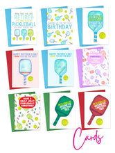 Load image into Gallery viewer, Discover a vibrant assortment of pickleball birthday cards for every occasion, including retirements, Mother's Day, and Christmas. The R is for Robo Pickleball Birthday Card - Funny Birthday Card for Pickleball Lover - Pickleball Gifts features playful designs with paddles, balls, and festive decorations, making it the perfect gift to bring a smile.