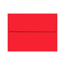 Load image into Gallery viewer, A vibrant red envelope with a pointed flap, ideal for enclosing the Funny Valentine Greeting Card for Boyfriend or Girlfriend by R is for Robo, rests closed against a white background.