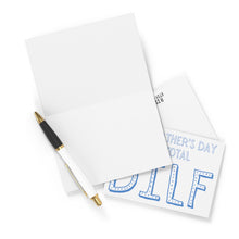 Load image into Gallery viewer, Open the DILF Funny Father's Day Card for Husband by R is for Robo, revealing the "TOTAL DILF" message partially visible on the front. A black and white pen lies beside it on the white surface, ready for your handwritten note to your husband.