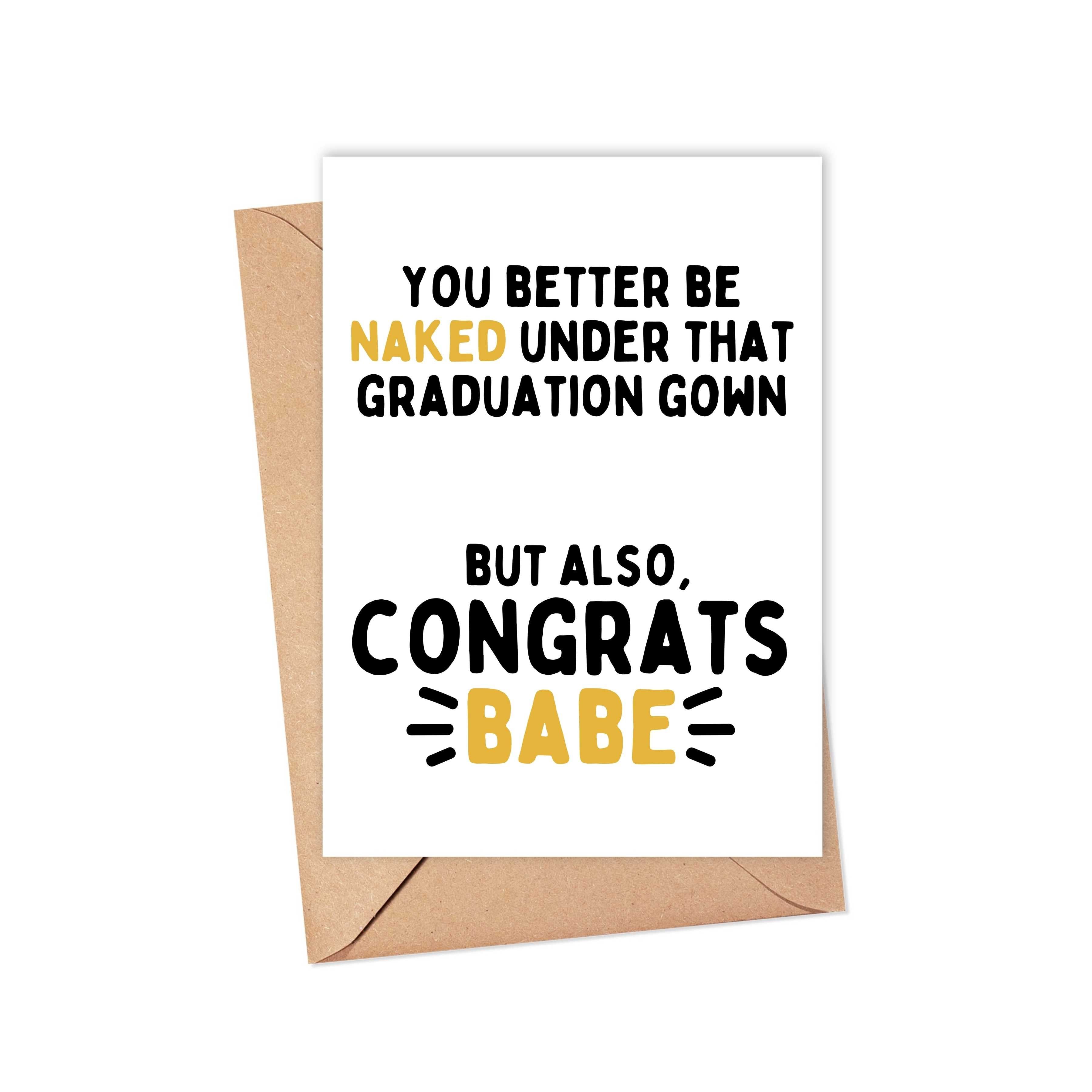 funny grad card sayings Naked Funny Graduation Card for Boyfriend or Girlfriend