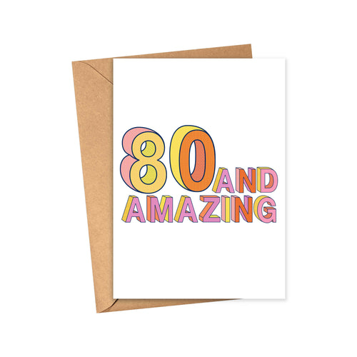 80th Birthday Greeting Card for Him or Her