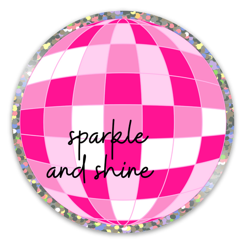 Sparkle and Shine Disco Ball Sticker Pink and Glitter