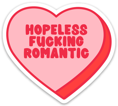 Funny Hopeless Fucking Romantic Red Heart Sticker