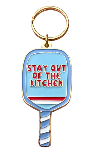 Pickleball Paddle Stay out of the Kitchen Enamel Keychain - Pickleball Gifts - Pickleball Bag Tag