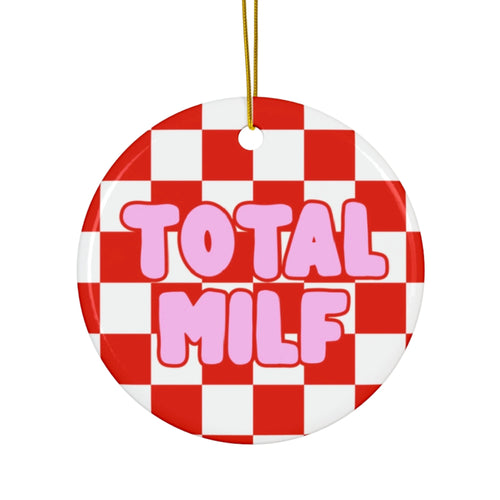 Total MILF Christmas Ornament Red Checkered