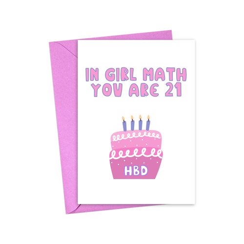 Girl Math Funny Birthday Card for Her