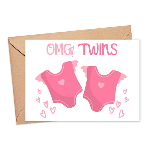 Twin Girls Baby Greeting Card