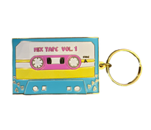 Load image into Gallery viewer, Cassette Tape 90s Kid Gold Enamel Keychain
