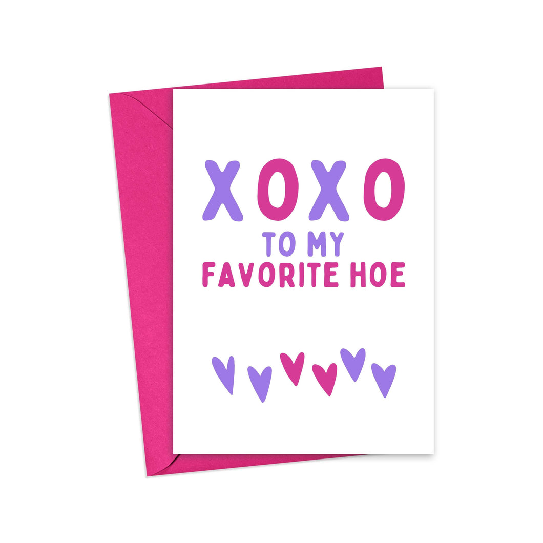 XOXO Favorite Hoe Funny Galentine's Day Card for Best Friend