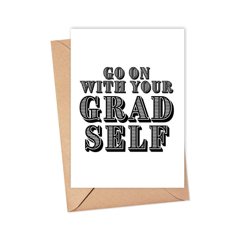 The Grad Self Funny Graduation Card by R is for Robo features 