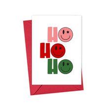Load image into Gallery viewer, Ho Ho Ho Smiley Face Preppy Aesthetic Christmas Card for Her
