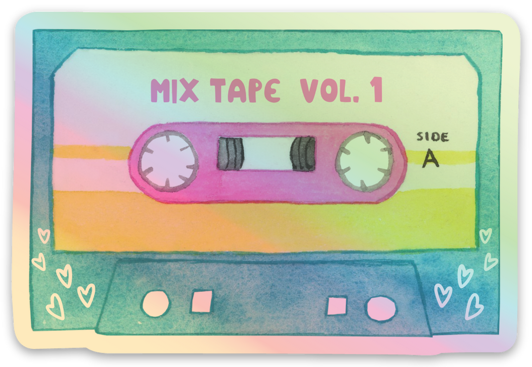 Mix Tape Vol. 1 Retro Cassette Tape Holographic Sticker