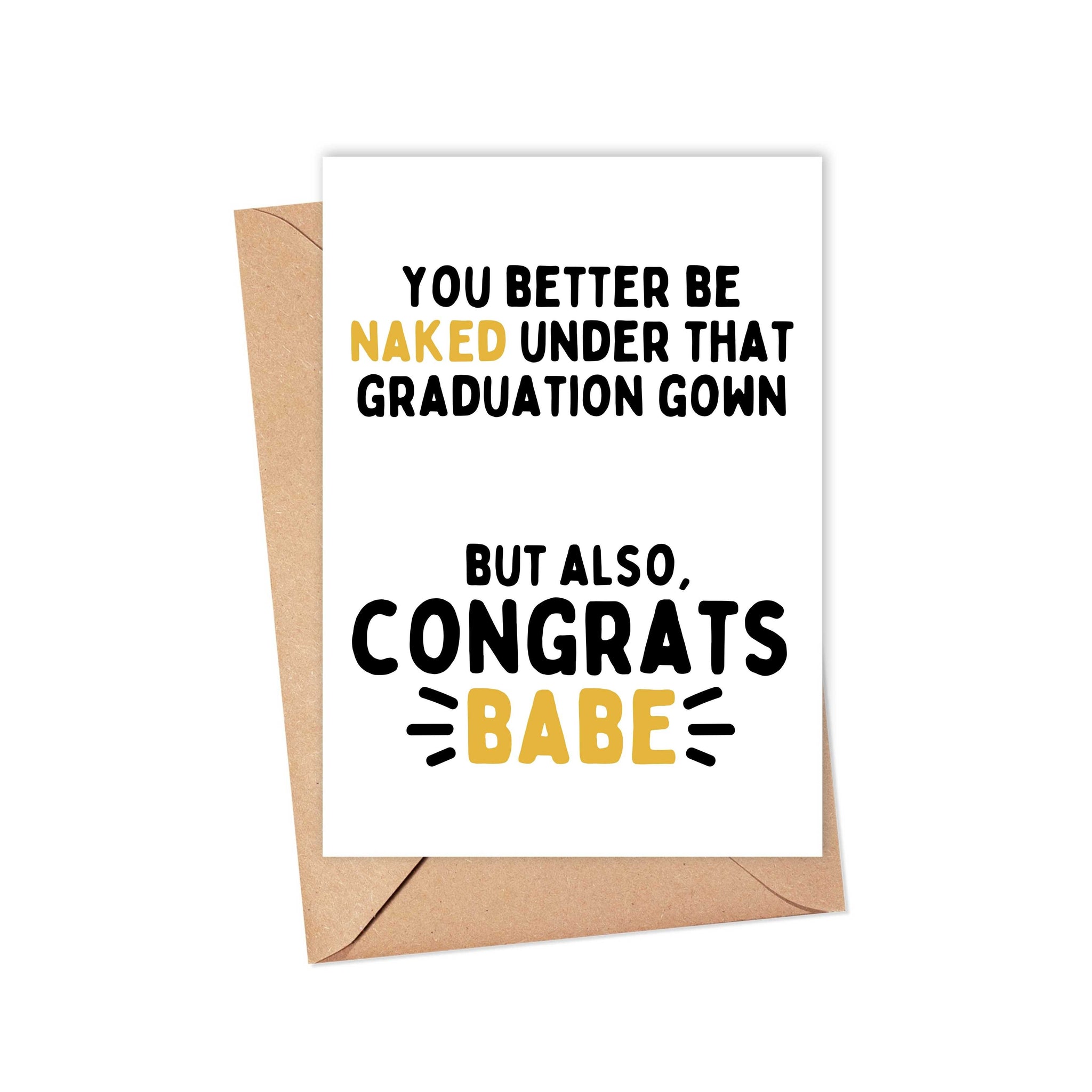 Naked Funny Graduation Card for Boyfriend or Girlfriend Naked Funny Graduation Card for Boyfriend or Girlfriend