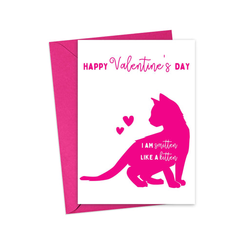 Smitten Kitten Cat Valentines Day Card for Boyfriend or Husband