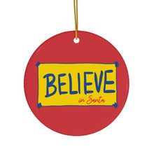 Load image into Gallery viewer, Believe Ted Lasso Red Christmas Ornament with a Gold String 
