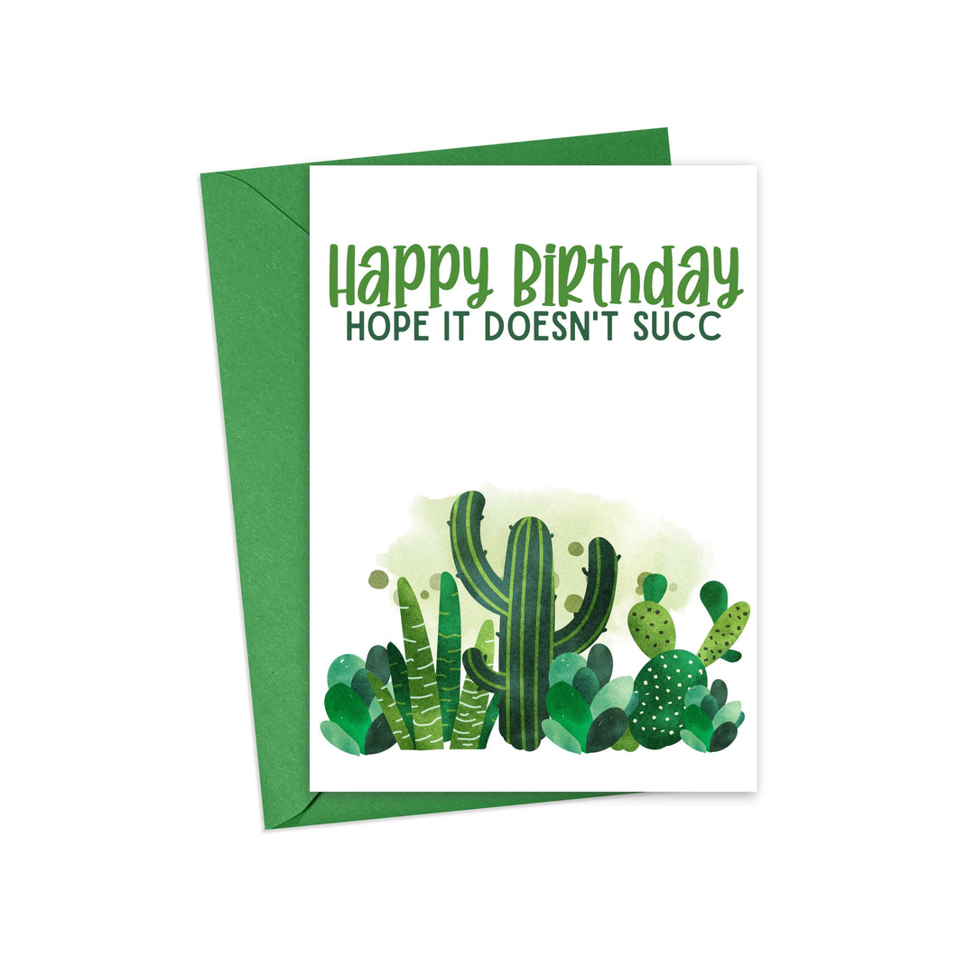 Cactus Funny Birthday Greeting Card for Succulent Plant Lover 