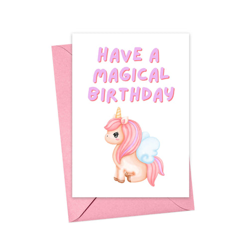 Unicorn Magical Birthday Greeting Card for Kids